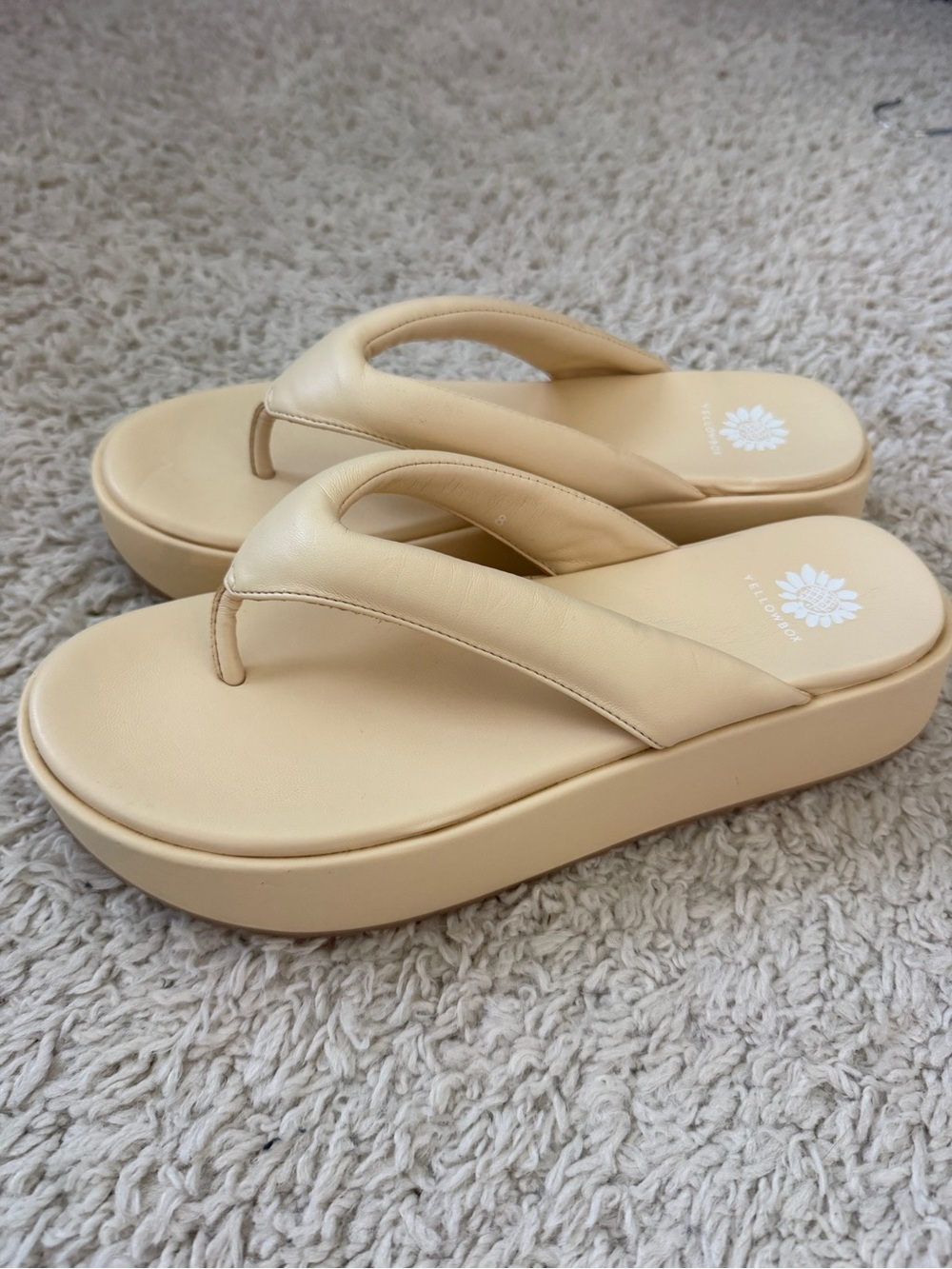 Women's Padded Platform Thong Sandals in Light Beige